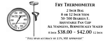 Tru-Tel Fry Thermometer 8 and 12 Inch Stem